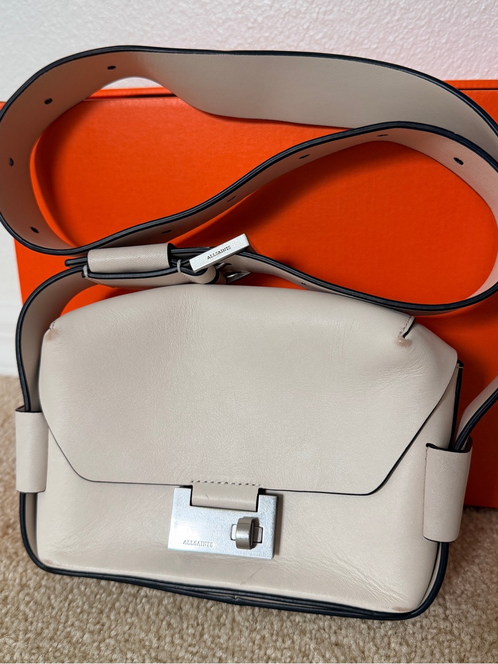 AllSaints Frankie Crossbody / Fanny Pack / Sling Bag - White Leather Multi Wear